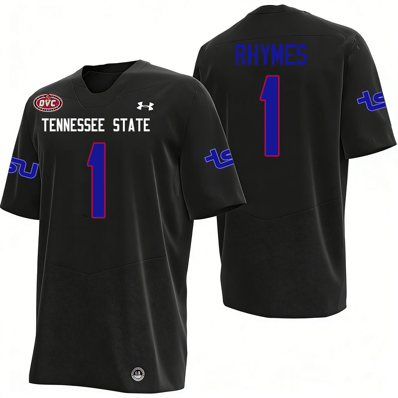Tennessee State Tigers #1 Kendric Rhymes College Football Jerseys,Uniforms-Black